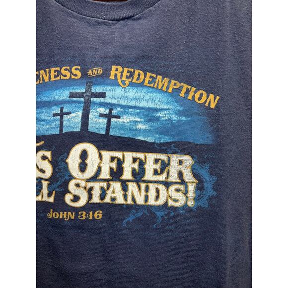 John 3:16 Shirt Forgiveness Redemption One And Only Son Blue Jesus Tee Medium - Picture 4 of 10